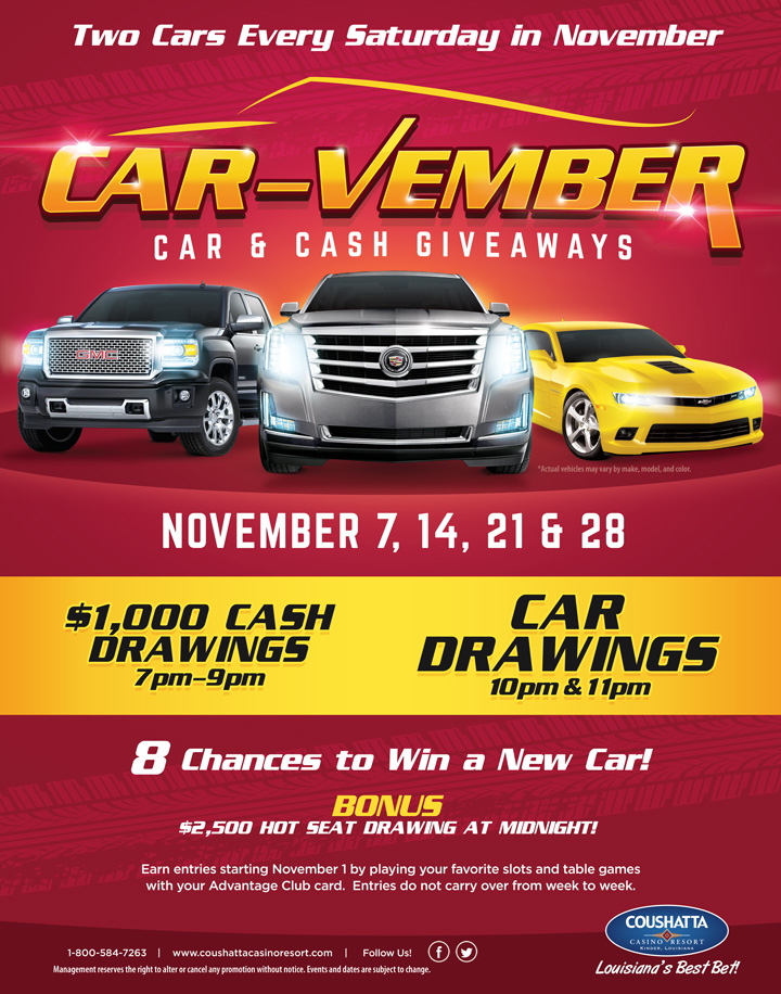 Coushatta Casino Resort in LA monthly promotions to