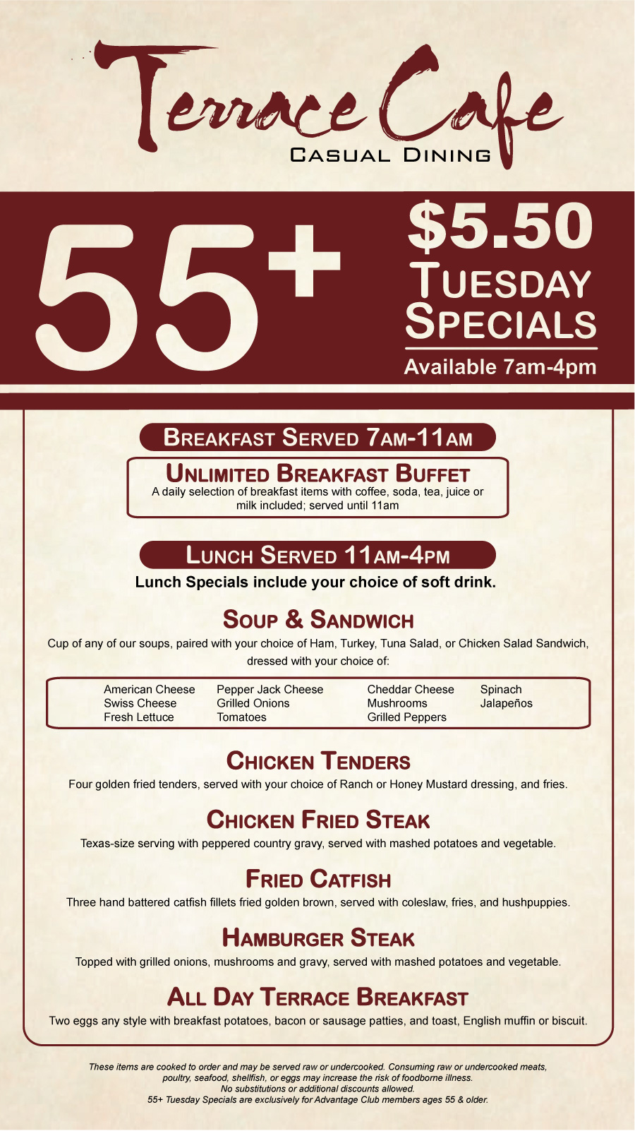 Terrace Cafe Menu Coushatta Terrace Cafe Menu Coushatta