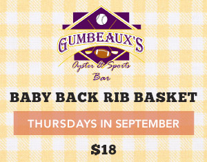 Baby Back Rib Basket at Gumbeaux's